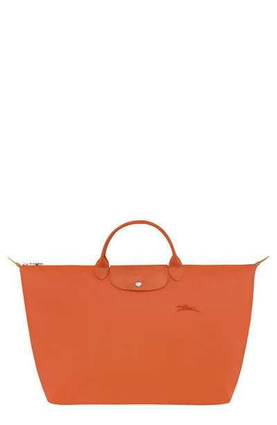 Longchamp Women's Large Le Pliage Green Travel Bag In Carrot