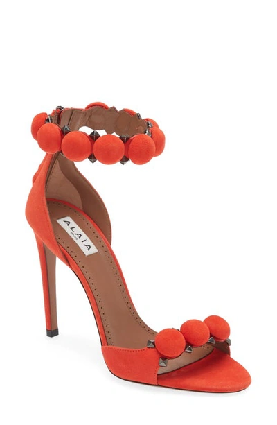 Alaïa Women's La Bombe Patent Leather Studded High-heel Sandals In Red