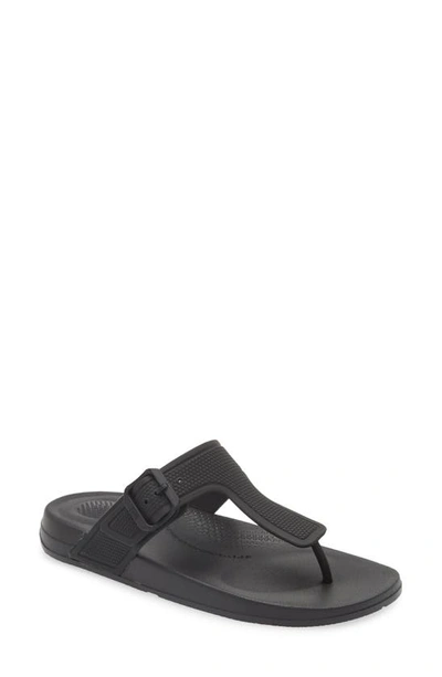 Fitflop Iqushion Buckle Flip Flop In All Black