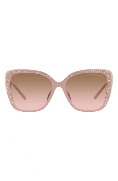 Michael Kors East Hampton 56mm Square Sunglasses In Brown Pink