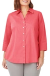 Foxcroft Mary Non-iron Stretch Cotton Button-up Shirt In Coral Sunset