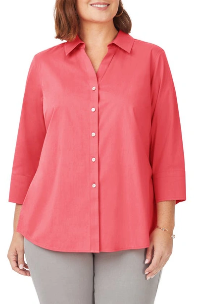 Foxcroft Mary Non-iron Stretch Cotton Button-up Shirt In Coral Sunset