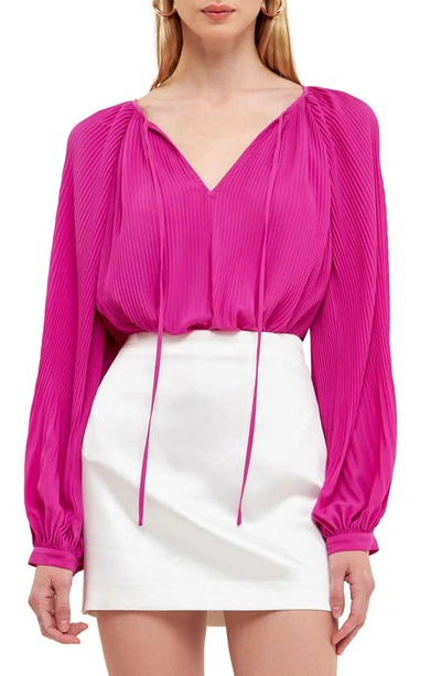 English Factory Pleated Chiffon Blouse In Orchid