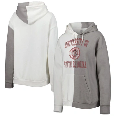 Gameday Couture Women's  Grey, White South Carolina Gamecocks Split Pullover Hoodie In Grey,white