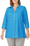 Foxcroft Pamela Non-iron Stretch Tunic Blouse In Blue Breeze