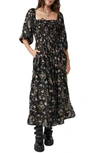 Free People Oasis Print Maxi Dress In Black Combo
