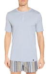 Hanro Night Day Short-sleeve Henley Shirt In Stone Blue