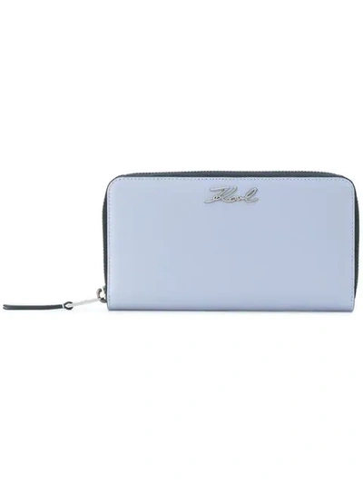 Karl Lagerfeld K/signature Zip Around Wallet - Blue