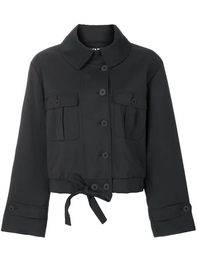 Karl Lagerfeld Cropped Cargo Pocket Jacket - Black