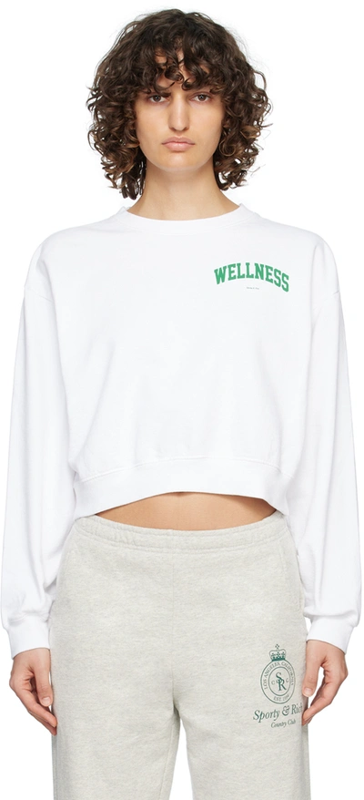 Sporty And Rich Wellness Ivy Cropped Cotton Sweatshirt In White