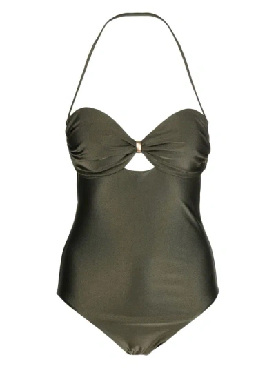 Zimmermann Laurel Halterneck Swimsuit In Green