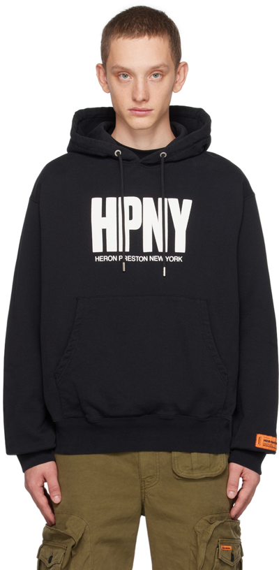 Heron Preston Logo-print Drawstring Hoodie In Black