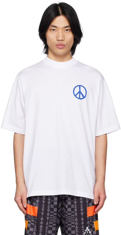 Marcelo Burlon County Of Milan County Peace Logo T-shirt In Blue