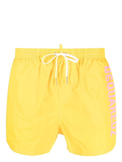 Dsquared2 Logo-print Swim Shorts In Yellow