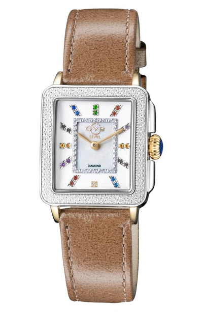 Gv2 Padova Diamond Leather Strap Watch, 27mm X 30mm In Beige