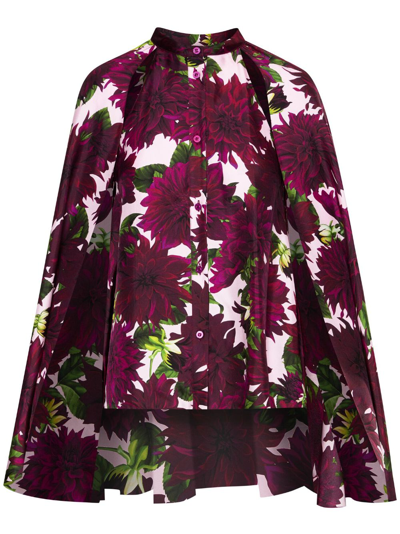 Oscar De La Renta Dahlia Silk-twill Blouse In Purple