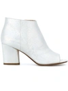 Maison Margiela Metallic Open Toe Ankle Boot In Silver