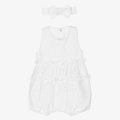 Lapin House Baby Girls White Broderie Anglaise Shortie Set