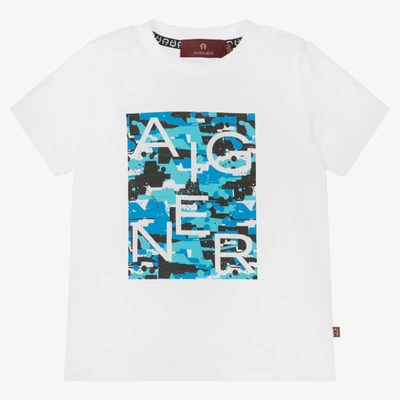 Aigner Baby Boys White & Blue Logo T-shirt