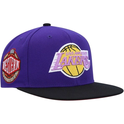 Mitchell & Ness Men's  Purple Los Angeles Lakers Hardwood Classics Coast To Coast Fitted Hat