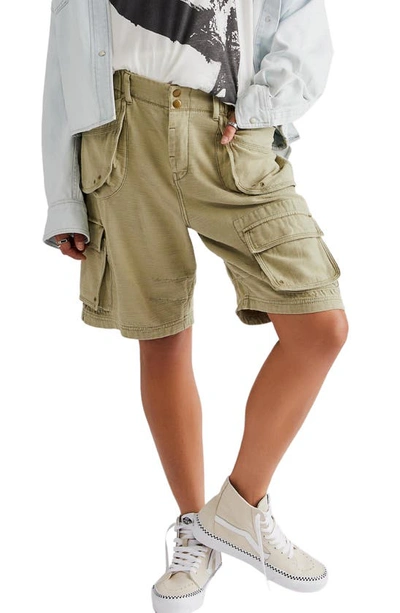 Free People Caymen Cotton Blend Cargo Shorts In Light Brown