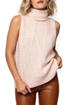 Gibsonlook Cable Stitch Sleeveless Turtleneck Sweater In Pink Smoke