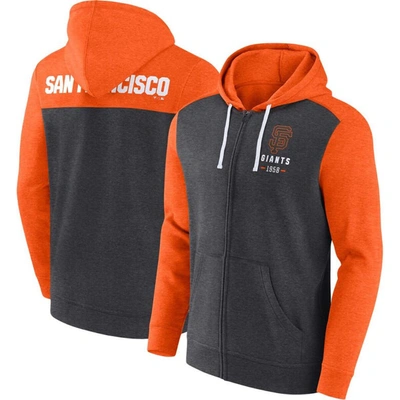 Fanatics Branded Heathered Charcoal/heathered Orange San Francisco Giants Blown Away Full-zip Hoodie In Heathered Charcoal,heathered Orange