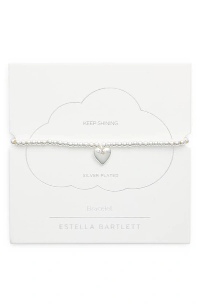 Estella Bartlett Sienna Cushion Heart Charm Bracelet In Silver