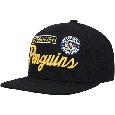 Mitchell & Ness Men's  Black Pittsburgh Penguins Retro Lock Up Snapback Hat