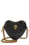 Kurt Geiger Kensington Croc Heart Micro Crossbody Bag In Black