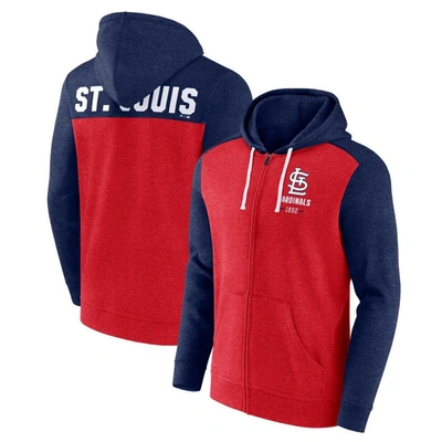 Fanatics Branded Heathered Red/heathered Navy St. Louis Cardinals Blown Away Full-zip Hoodie