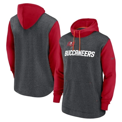 Nike Men's Surrey Legacy (nfl Tampa Bay Buccaneers) Pullover Hoodie In Heather Charcoal,red