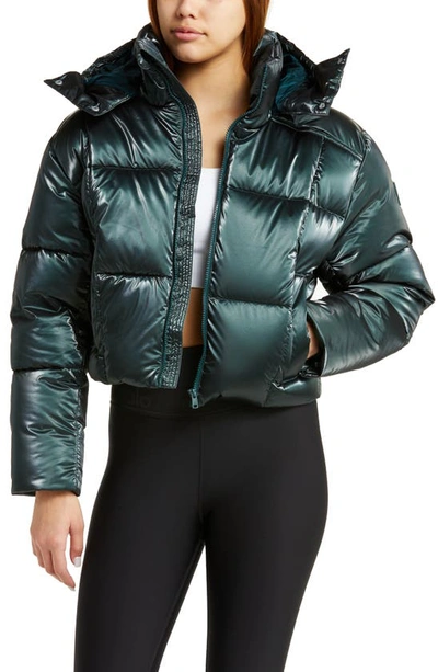 Alo Yoga Pearlized Pristine Crop Puffer Jacket In Midnight Alo Yoga Pearlized Pristine Crop Puffer Jacket In Midnight