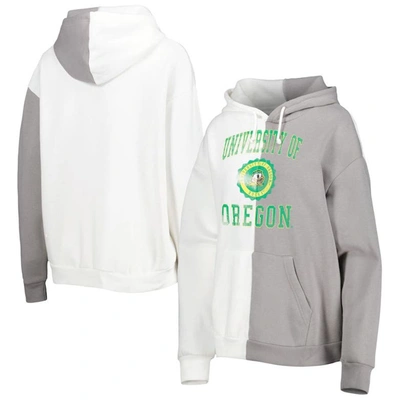 Gameday Couture Women's  Gray, White Oregon Ducks Split Pullover Hoodie In Gray,white