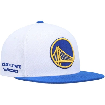 Mitchell & Ness Men's  White, Royal Golden State Warriors Side Core 2.0 Snapback Hat In White,royal