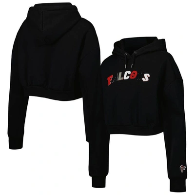 The Wild Collective Black Atlanta Falcons Cropped Pullover Hoodie