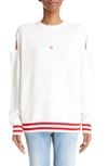 Givenchy Logo Back Cutout-shoulders Cashmere Sweater In Whitered