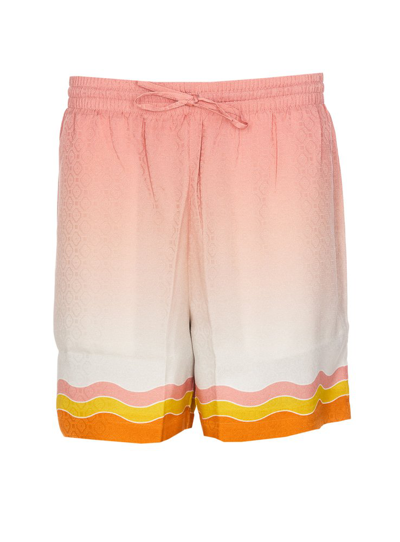 Casablanca Gradient-effect Drawstring Silk Shorts In Pink