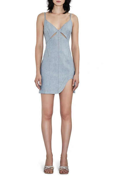 Et Ochs Kelly Denim Mini Dress W/ Cutouts In Blue