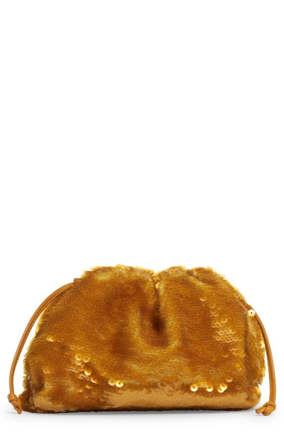 Bottega Veneta The Mini Pouch Sequin Crossbody Bag In 8539 Honeycomb/ Ocra-gold