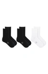 K. Bell Socks 3-pack Ribbed Short Crew Socks In Black/ White