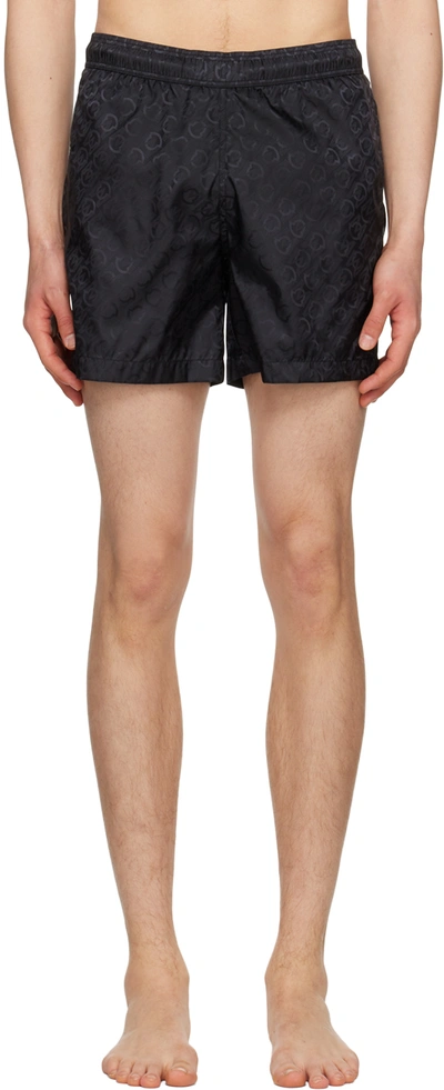 Moncler Printed Nylon Swim Shorts In Black