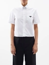 Prada Triangle-logo Short-sleeved Shirt In White