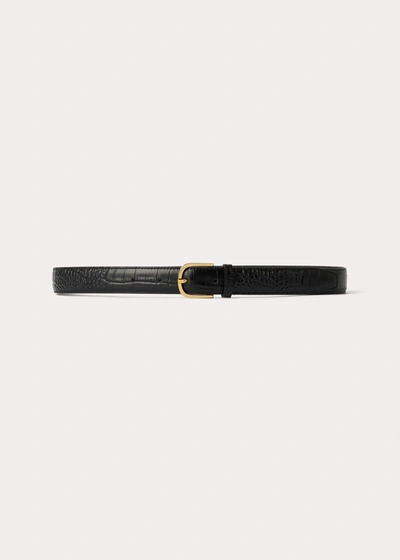Totême Slim Trouser Leather Belt Black Croco