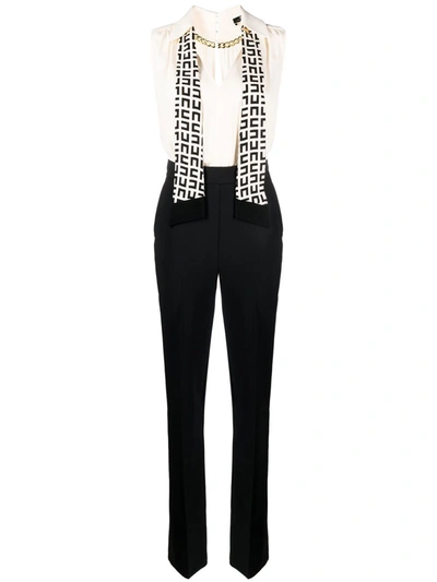 Elisabetta Franchi Jumpsuit With Scarf In Cream