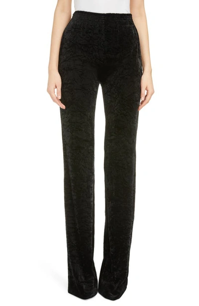 Saint Laurent Crushed Velvet Pants In Black