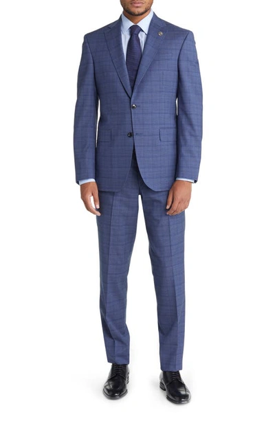 THEORY Mens Blue Single Breasted, Windowpane Plaid Extra Slim Fit Suit Separate Blazer Jacket main image 1