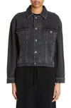 Loulou Studio Loulou De Saison Dave Organic Cotton Denim Trucker Jacket In Black