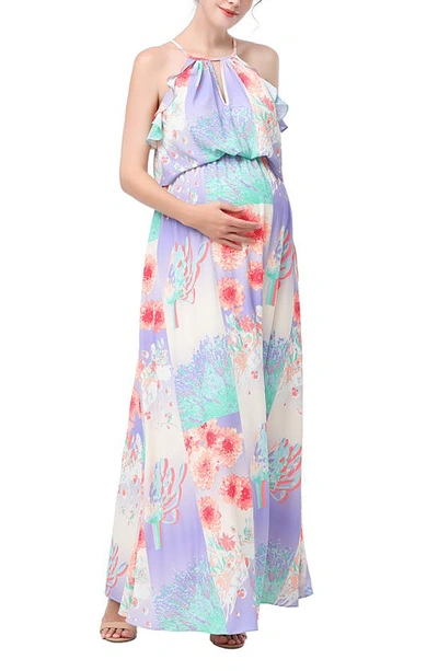 Kimi And Kai Pixie Floral Maternity/nursing Maxi Dress In Multicolored