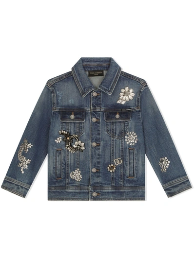 Dolce & Gabbana Kids' Crystal-embellished Denim Jacket